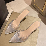 Transparent Water Drill Fine And Cool Drag 2025 New Large-Size Spring And Summer New Solid Color Square Head High And Slippers Female HZ0115
