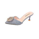 Slippers Women Wear Half-Slippers Women 2025 New French Fine And Bag Head Cool Drag Black High HZ0115