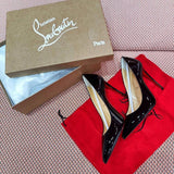 Red-Soled High-Heeled Women's Light Black Sexy Fine Heel 2025 New Pointed High-Grade Color Paint Leather Single Shoes HZ0115