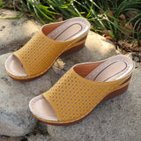 Sandals Women Large-Size Slopes And Summer New Fish Mouth Hollow Breathable Wear Thick-Bottomed Slippers Women HZ0115