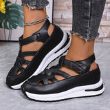 Sandals Women 2025 Summer New Large-Size Round Head Loose Cake Slope And Thick-Soled Magic Sticker Women's Shoes HZ0115