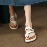Naipai Original Soft Skin Thick-Sleeve Toe Cool Slippers Women 2025 Summer Fashion Wearing Beach Shoes Breathable Comfort HZ0115