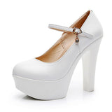 Round Head Buckle Waterproof Table 8CM High Heel Women's Shoes Thick-Soled Model Show Shoes Coarse Heel Work Shoes Silver Single Shoes HZ0115