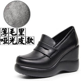 High-Poe And Soft-Soled Thick-Soled Lod Shoes Women's Slope With English Wind One-Legged Leather Shoes Mother Small Leather Shoes Deep Mouth Single Shoes HZ0115