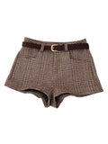Ancient Fashion Lattice Hair, High Waist Thin Suit Shorts Wide Leg Pants Slacks Trousers Boots Trousers HZ0115