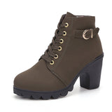 Martin Boots Women's Mid-Autumn 2025 Roundhead Coarse And Short Boots Size High Heel With Side Zipper Fashion HZ0115