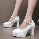 Anti-Slip 6Cm Silver Heeled Show Shoes Thick-Singing Leather Shoes Thick-Soled Model Single-Shoe Large-Size Working Shoes HZ0115