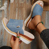 2025 New Summer Women's Slope And Thick Bottom Fish Mouth Slippers Large Code With Slope And Slippers Women HZ0115