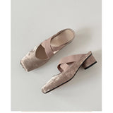French Bag Head Half Slippers Women 2025 New Summer Square Ballet Cross-Band Heel Outer Sandals HZ0115