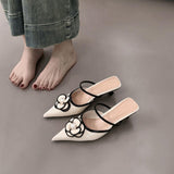 Small Fragrant High-Heeled French Bag Head Half Slippers Fairy Shoes Wear 2025 New Summer Temperament Pointy Single Shoes HZ0115
