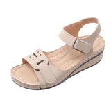 Large-Size Shoes 2025 New Casual Round Head Magic Sticker Heel Sandals In Women's Slopes HZ0115