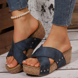 2025 New Summer Women's Slope And Thick Bottom Slippers Outside Wearing Large-Size Fish Mouth Thick Bottom Slope And Slippers HZ0115