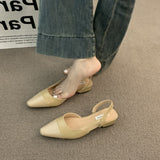 Low-Heeled Baotou Sandals Women's French Gentle Evening Bare-Colored Pointed Small Scented Lady Coarse And Rear Air-Quality Single Shoes HZ0115
