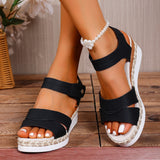 2025 Summer New Women's Slope And Thick-Soled Sandals Large-Size Fish Mouth Outside The Slope Sandals HZ0115