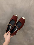 Flat Bottom French Small Scented Single Shoes Women's Shoes 2025 New Spring And Autumn Square Head Temperament Mary Jane Evening Shoes HZ0115