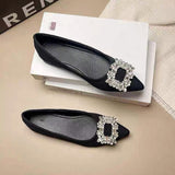 Flat-Soled Shoes Women In The Spring And Autumn Of 2025 New Pointed Light-Point Professional Shoes Drill Black Fashion Single Shoes HZ0115