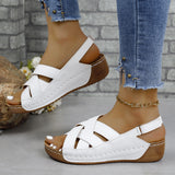 2025 New Summer Women's Slope Sandals Thick Sole Buckle With Fish Mouth Sandals Pure-Colored Slope Heel Sandals HZ0115