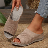 2025 New Summer Women Thick Bottom Slippers Large-Size Wide Striped Fish Mouth Thick Bottom Slippers Women HZ0115
