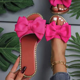 New Flat Bottom Water Drill Bow Bow Slippers Women Wear Pure Light Cloth Cold Slippers HZ0115
