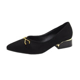 High Heels Women's Velvet Commuting Fashion Single-Shoe Square Heel French Heel Lady Single Shoes OL Shallow Working Women's Shoes HZ0115