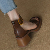 British Style Retro Word With Sandals Woman Heel Back Zipper De-Shoe Summer High Heels Women Coarse HZ0115