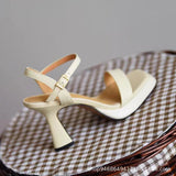 2025 Summer Thick-Soled Women's Shoes With Fashion Square High Heels Thick Heel Waterproof Table Barbie Powder Sandals 9Cm HZ0115