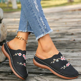 National Wind Flowers Baotou Slippers Women's Shoes Large-Size Round Head Head And Fashion Wear Half Slippers HZ0115