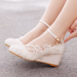 5 Cm Low Slope Hedley Slime High Heels Women's Shoes Slopes And Casual Shallow Buckle Round-Headed Single Shoes Bridal Shoes HZ0115