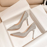Sharp High-Heeled Women's Fine Heel 2025 New Summer Dress Banquet Single-Shoe Wedding Dress Super Fairy Bridal Shoes HZ0115