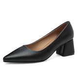 Profy Temperament Light-Mouthed High-Heeled Shoes Korean Version Of Coarse Heel Single Shoes Four Seasons Professional Fashion Women's Shoes Size 41 HZ0115