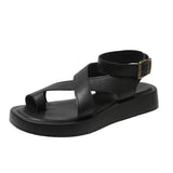 Sandals Women 2025 New Large-Size Coated Toe Polyurethane Deep Base Leisure Outside The Roman Wind Wearing Ring Buckle With Women's Sandals HZ0115