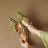 New Chinese-Style Brooding Low-Hee Half-Slippers Women's Summer New Word Thick And Pointed Lazy People Pack Cold Slippers HZ0115
