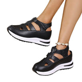 2025 New Women's Thick Soles High Sandals Large-Size Hollow Round Head In High Sports Sandals HZ0115