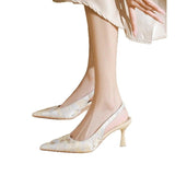 2025 Summer New Sharp High Heel Women's Fashion Single Shoes New Chinese Style Cheongsam Banquet Wedding Shoes HZ0115