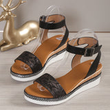 Slope Sandals Women 2025 New Summer Size With High Heel Thick Soles Lightweight Sandals HZ0115