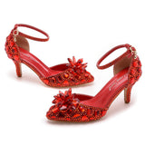 7 Cm Large-Size Sandals Fine Heel Head Crystal Glass High Heel Sandals Champagne Gold Banquet Dinner Women's Shoes HZ0115