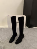 Coarse Heel Tip Velvet Thin Long Boots Women's Shoes 2025 New Autumn And Winter Korean Version Of The Long Boots Knight Boots HZ0115
