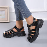 2025 New Summer Large-Size Hollow Octfish Sandals Retro Bag Head Casual Roman Sandals Women HZ0115