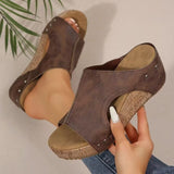 2025 Summer New Women's Thick Bottom Slope And Slippers Large Size Leisure Fish Mouth Thick Bottom Slope And Slippers HZ0115