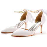 7 Cm Fine Heel Large-Size Sandals Banquet Women's Shoes Ribbon Beads High Heel Sandals And Ribbon Dress Dress HZ0115