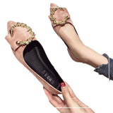 Net Red Fashion Light Mouth Single Shoes Women's 2025 Spring Flat-Bottomed Metal Beans Soft Sole Lazy One-Legged Pedal Women's Shoes HZ0115