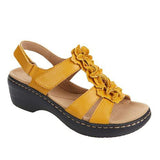 Summer 2025 New Hollow Slope And Fish Mouth Flowers Leisure Comfortable Large Size Sandals Women HZ0115