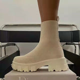 Women's Flying Sports Short Boots Women's Autumn And Winter New Women's Boots Large-Size One-Legged Pedal Socks Boots HZ0115