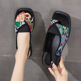 Leopard Sandals Women 2025 Summer New Large-Size Sandwich Toes Behind The Empty Fashion Thick Heel Low-Heeled Sandals Tide HZ0115