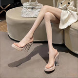 Small Man Not Tired Feet High-Heeled Women's Sandals 2025 Summer New Transparent Design Crystal Cool Slippers Outside HZ0115