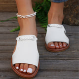Large-Size 2025 Summer New Slippers Women Solid Color Weaving Simple Daily Beach Slippers Sandals HZ0115