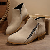 2025 New Autumn And Winter Women Thick And Pointed Short Boots Large Size Side Zipper Pure Color Wear Short Boots HZ0115