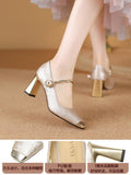 New Chinese Style Mary Jane Single Shoes 2025 New Square Word With High Heel Women's Shoes Fashion Shoes HZ0115