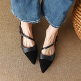 Vintage Brown Pointed Single Shoe Women 2025 New Flat Heeled Clasp With French Flat Shoes HZ0115