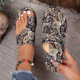 Large-Size Sandals Women's National Style 2025 Summer New Breathable Printing Cover Roman Style Cool Slippers Women HZ0115